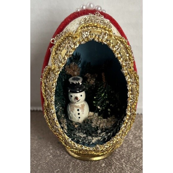 Vintage Decorative Collectible Eggshell Diorama Frosty Snowman - Picture 1 of 9
